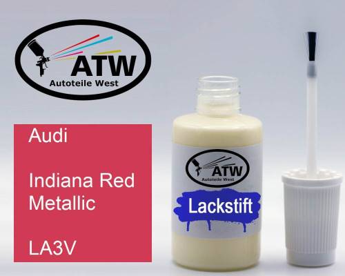 Audi, Indiana Red Metallic, LA3V: 20ml Lackstift, von ATW Autoteile West.